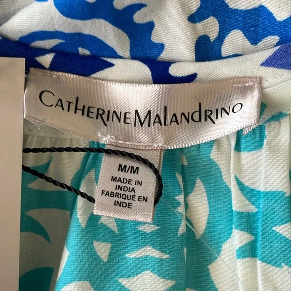 ♥️Catherine Malandrino♥️Blue and White Women's Blouse Size (Medium) - Picture 8 of 9